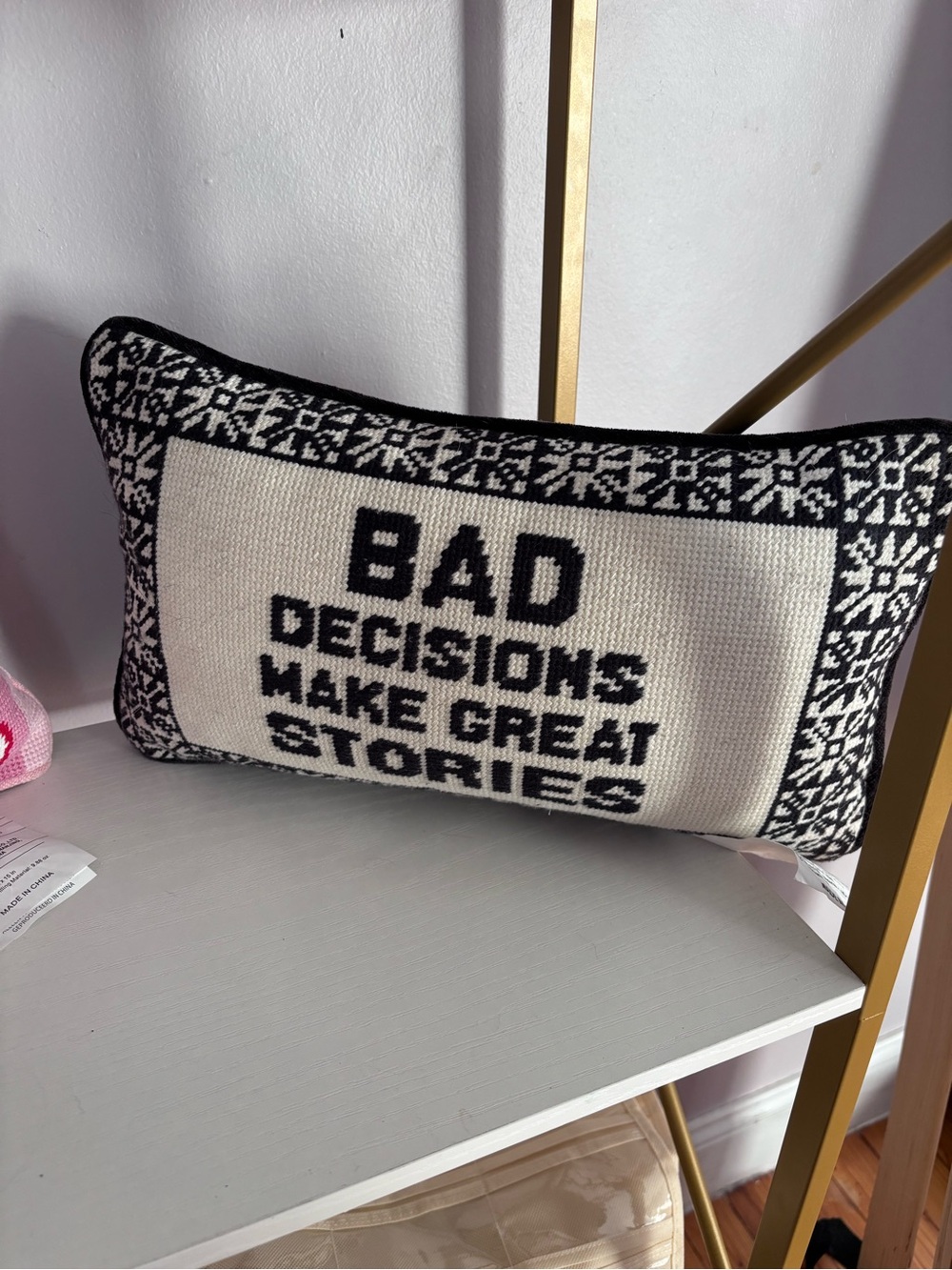 2 accent pillows Black & Cream 'Bad Decisions Make Great Stories' Accent Pillow